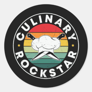 Fun chef word art classic round sticker