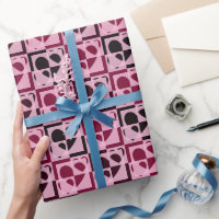 Fun Chequered Hearts Soft Pink and Wine Red