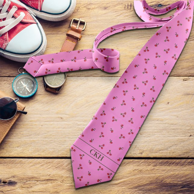 Fun Cherries Modern Vibrant Initial Summer Bold Tie (Creator Uploaded)