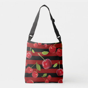 Fun Cherry Red & Black Stripe Mod Madness Crossbody Bag