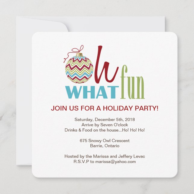 Fun Chevron Christmas Party Invitation (Front)