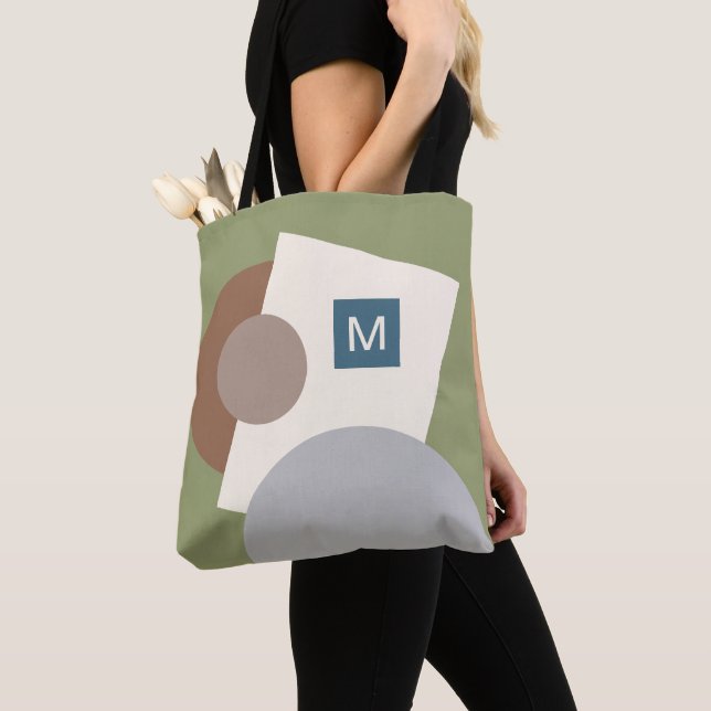 Fun Chic Abstract Geometric Circles Art Pattern Tote Bag (Close Up)