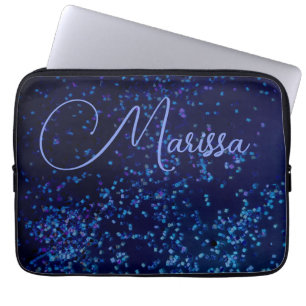 Fun Chic Personalised Confetti Blue Laptop Sleeve