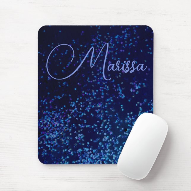 Fun Chic Personalised Confetti Blue Mouse Mat (With Mouse)