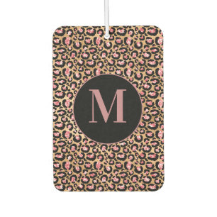 Fun Chic Pink Black Gold Cheetah/Leopard Monogram Car Air Freshener