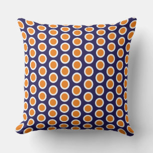 Fun Chic Tiled Bold Orange Navy Ocean Bubbles Cushion