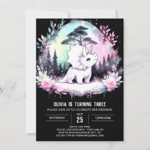 Fun Chic Triceratops Birthday Invitation