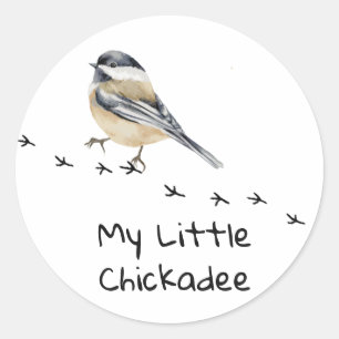 Fun Chickadee Cute little Bird Tracks   Classic Round Sticker