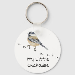 Fun Chickadee Cute little Bird Tracks  Key Ring