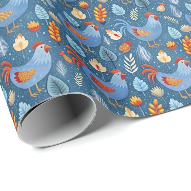 Fun chickens tiled pattern wrapping paper (Roll Corner)