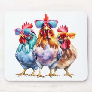 Fun Chickens With Sunglasses Mouse Mat