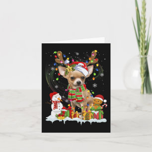 Fun Chihuahua Christmas Ugly  Dog Santa Hat Lights Card