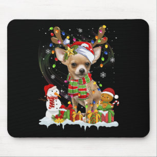 Fun Chihuahua Christmas Ugly Dog Santa Hat Lights Mouse Mat
