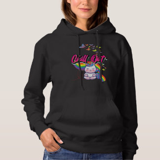 Fun Chill Out Cute Unicorn Meditate Meditation Gra Hoodie
