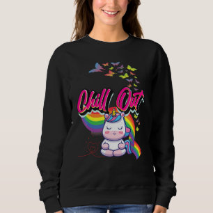 Fun Chill Out Cute Unicorn Meditate Meditation Gra Sweatshirt