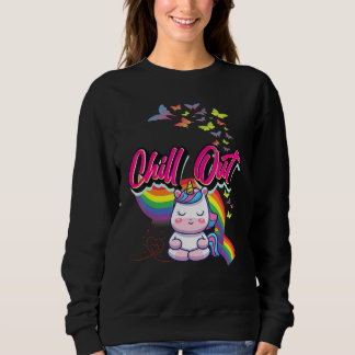 Fun Chill Out Cute Unicorn Meditate Meditation Gra Sweatshirt