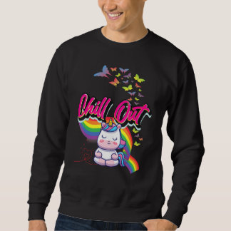 Fun Chill Out Cute Unicorn Meditate Meditation Gra Sweatshirt