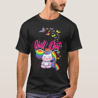Fun Chill Out Cute Unicorn Meditate Meditation Gra T-Shirt