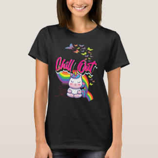 Fun Chill Out Cute Unicorn Meditate Meditation Gra T-Shirt