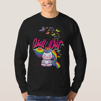 Fun Chill Out Cute Unicorn Meditate Meditation Gra T-Shirt