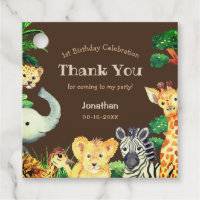 Fun Chocolate Brown Jungle Wild Animals Birthday