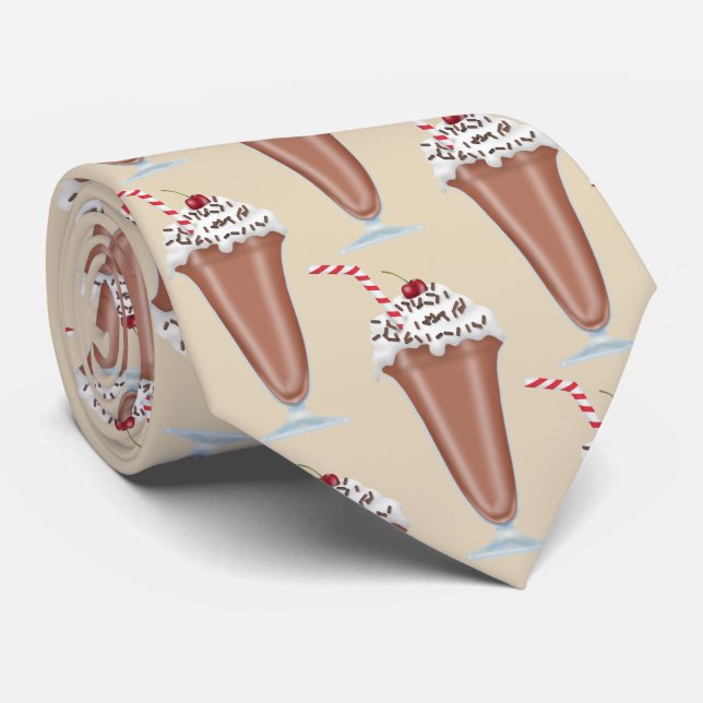 Fun Chocolate milkshake pattern tiled tie (Rolled)