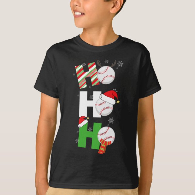 Fun Christmas Baseball Pyjamas Player Matching Tea T-Shirt (Front)