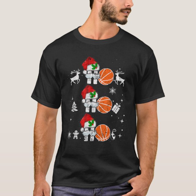 Fun Christmas Basketball Ho Ho Funny Xmas Sports S T-Shirt (Front)