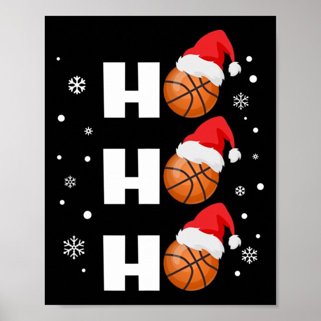 Fun Christmas Basketball Player Ho Ho Ho Sports Fa Poster (Front)
