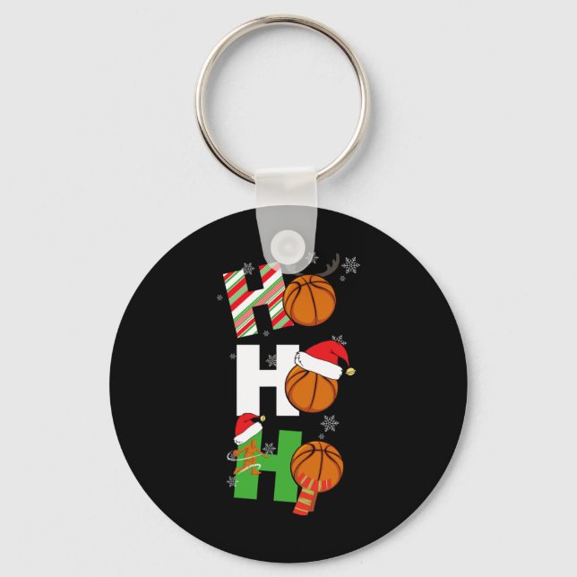 Fun Christmas Basketball Pyjamas Player Matching C Key Ring (Front)