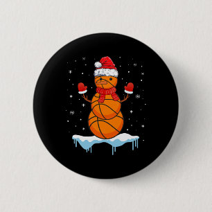 Fun Christmas Basketball Santa Snowman  6 Cm Round Badge