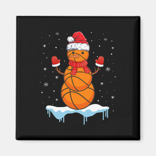 Fun Christmas Basketball Santa Snowman Magnet