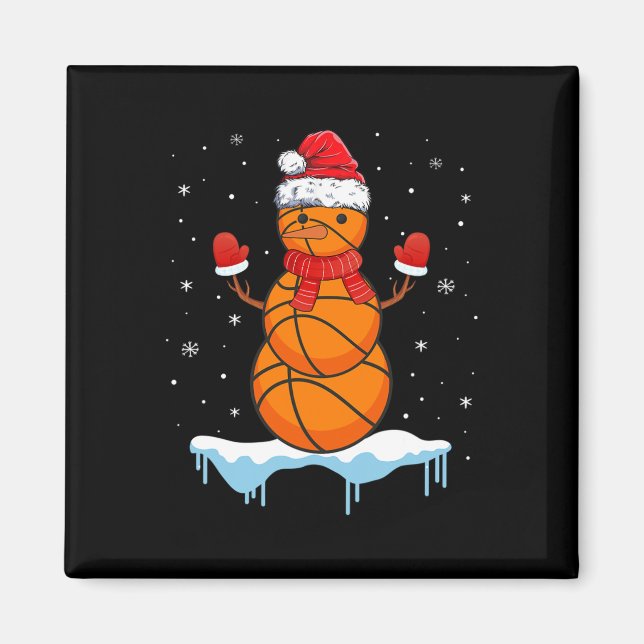 Fun Christmas Basketball Santa Snowman  Magnet (Front)