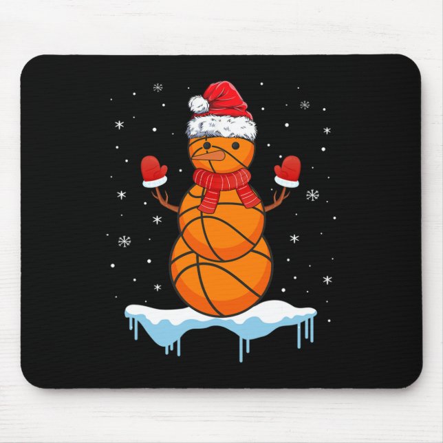 Fun Christmas Basketball Santa Snowman  Mouse Mat (Front)