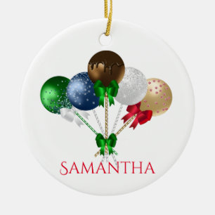 Fun Christmas Cake Pop Colourful Ceramic Tree Decoration