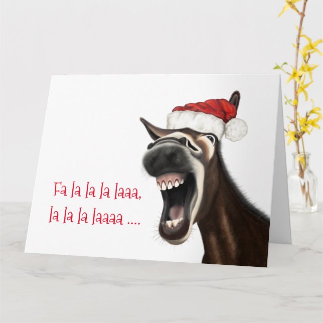 Fun Christmas Card, Singing Donkey Card (Yellow Flower)