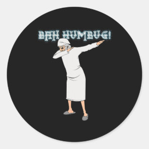 Fun Christmas Carol Dabbing Scrooge Nightgown Bah Classic Round Sticker