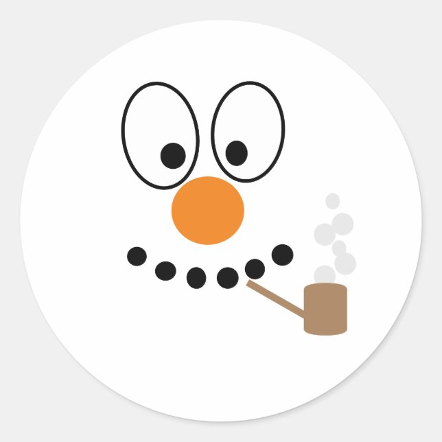 Fun Christmas Cartoon Snowman  Classic Round Sticker (Front)
