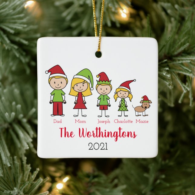 Fun Christmas Character Personalised Family Ceramic Ornament (Tree)
