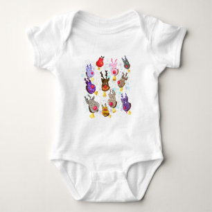 Fun Christmas Colourful Cute Toys Deers with Bells Baby Bodysuit