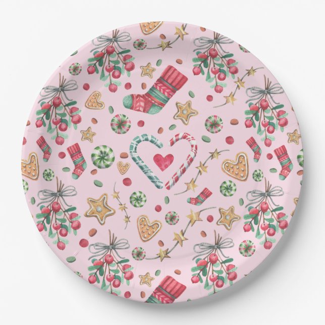 Fun Christmas Cookies and Candies    Paper Plate (Front)