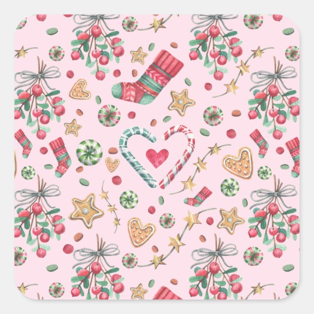 Fun Christmas Cookies and Candies  Square Sticker (Front)