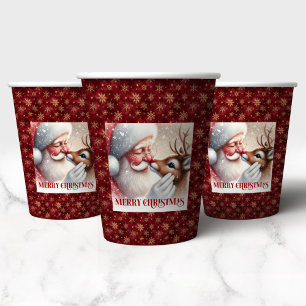 Fun Christmas Cups for Kids Santa and Rudolph