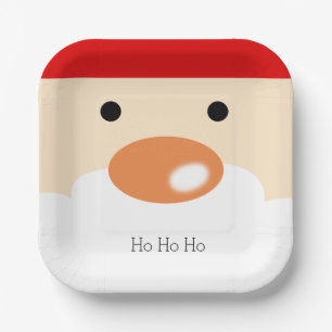 Fun Christmas Cute Minimal Santa Face Paper Plate