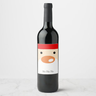 Fun Christmas Cute Minimal Santa Face Wine Label