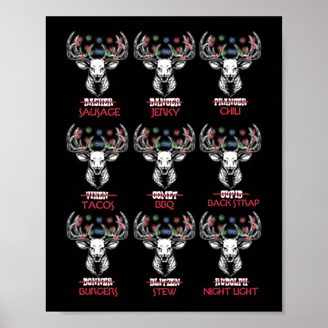 Fun Christmas Deer Bow Hunting Santa Men Women Hun Poster (Front)