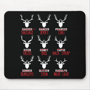 Fun Christmas Deer Hunters All of Santa's Reindeer Mouse Mat