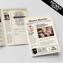 Fun Christmas Editable Template Vintage Newspapers