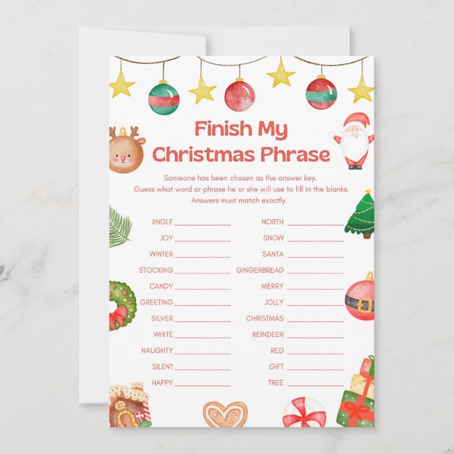 Fun Christmas Game - Not Editable -  Invitation (Front)