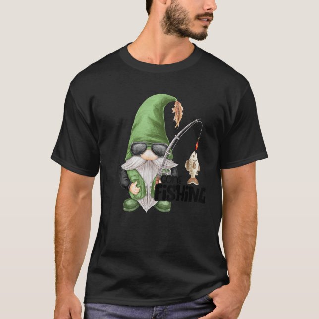 Fun Christmas Gone Fishing Gnome Fisherman Friends T-Shirt (Front)